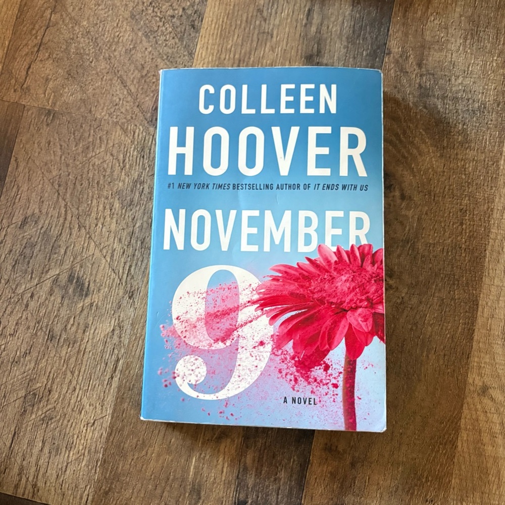 Colleen Hoover "November 9" Paperback - Blue Cover with Pink Flower